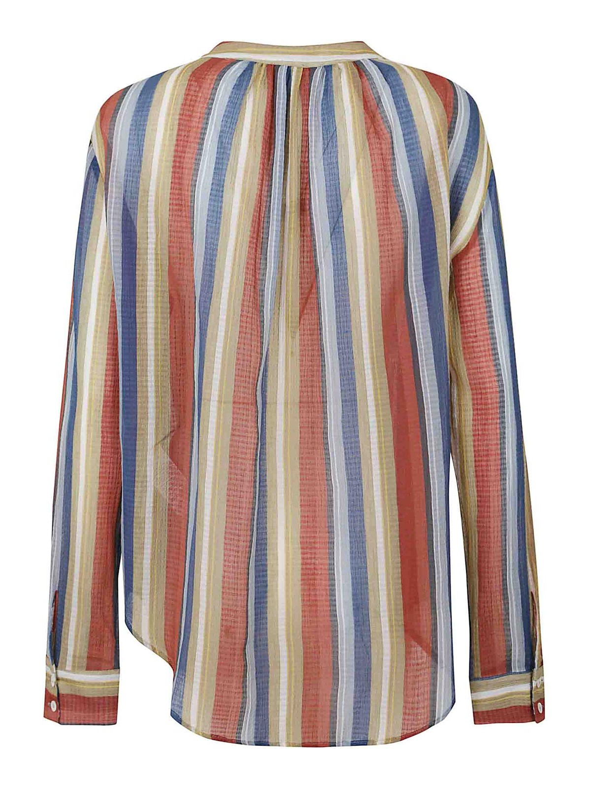Massimo Alba Relaxed Fit Lightweight Cotton Shirt With Tie Detail In Multi