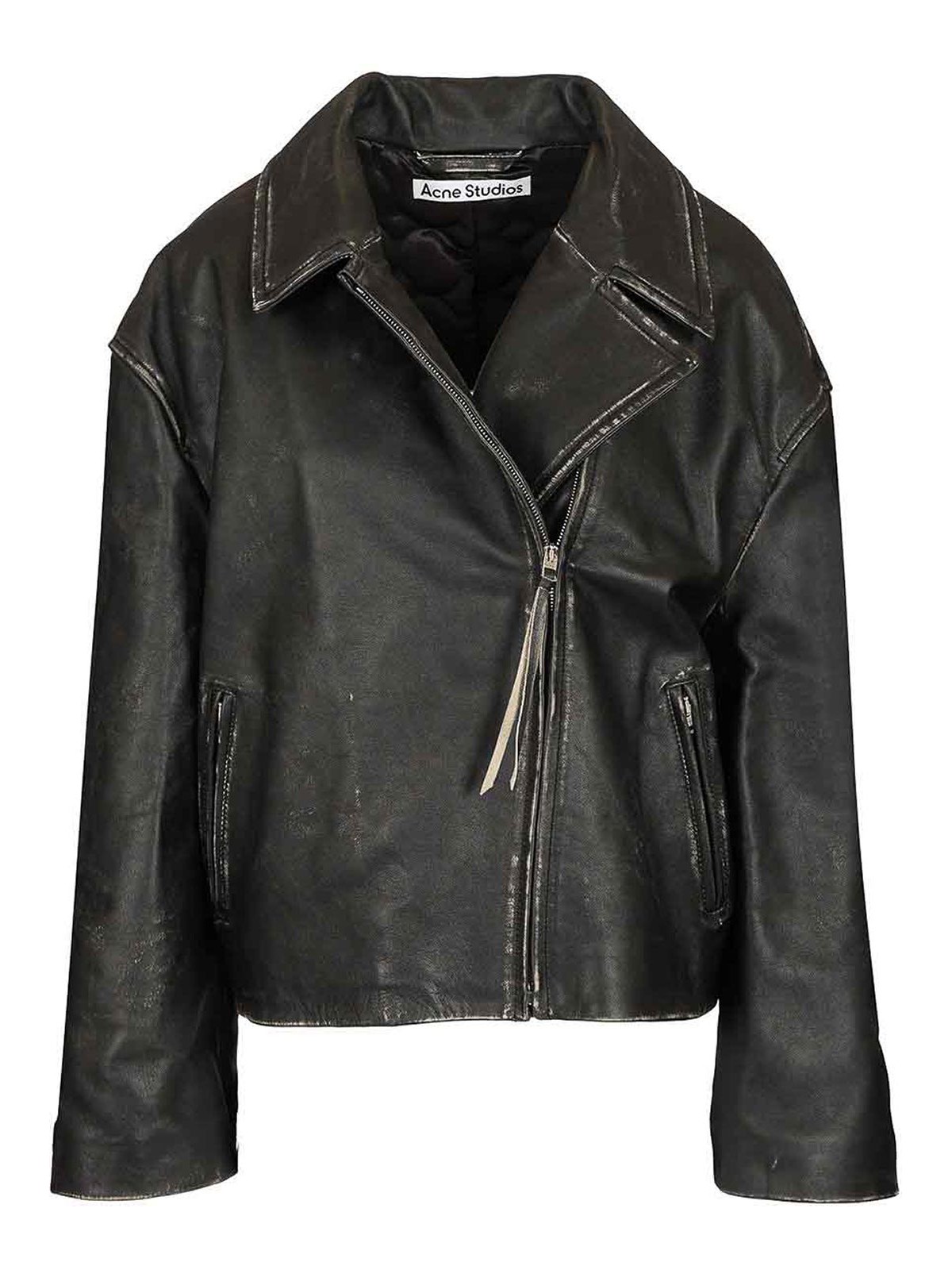 Acne Studios Double Breasted Leather Jacket Jackets Black In Black