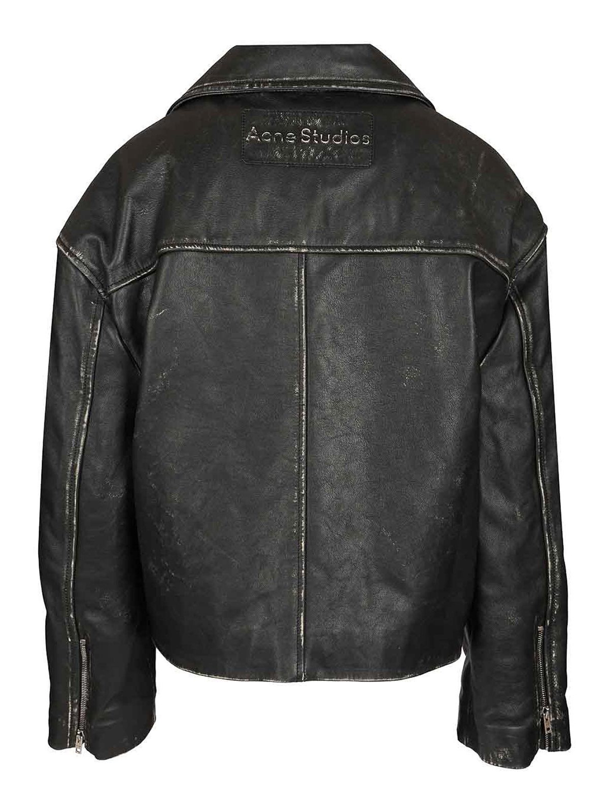 Acne Studios Double Breasted Leather Jacket Jackets Black In Black