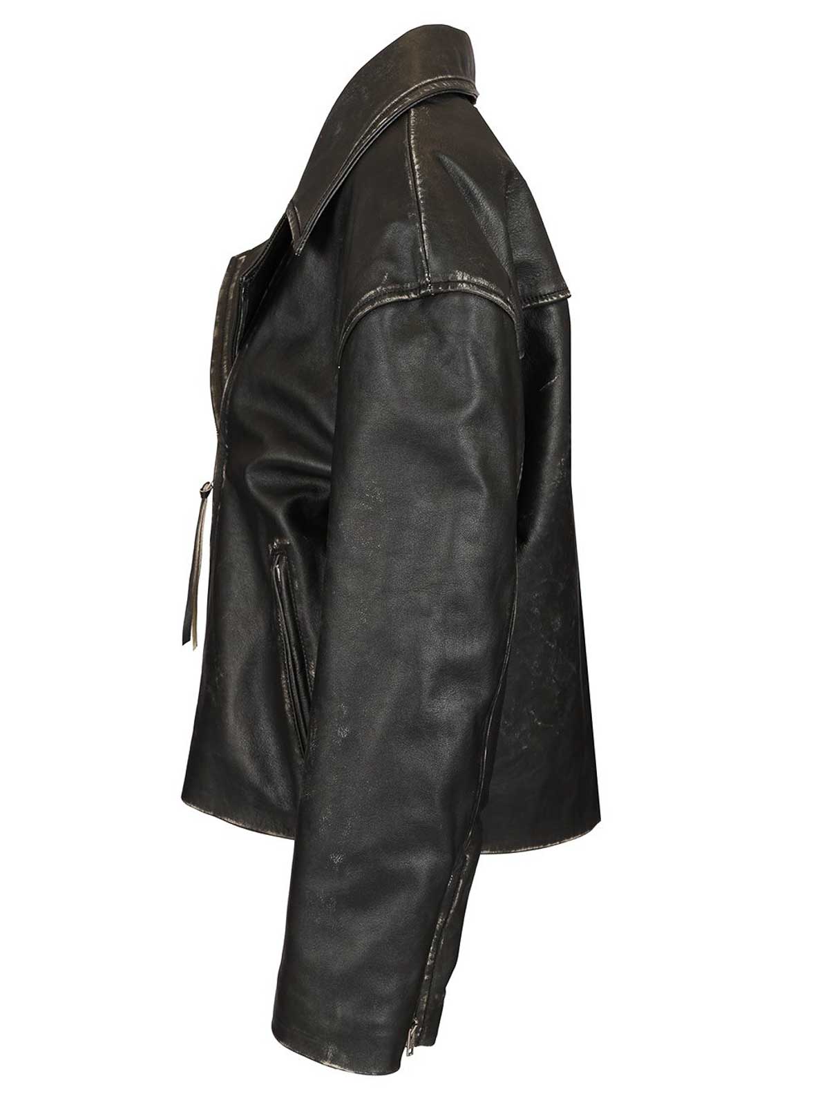 Acne Studios Double Breasted Leather Jacket Jackets Black In Black