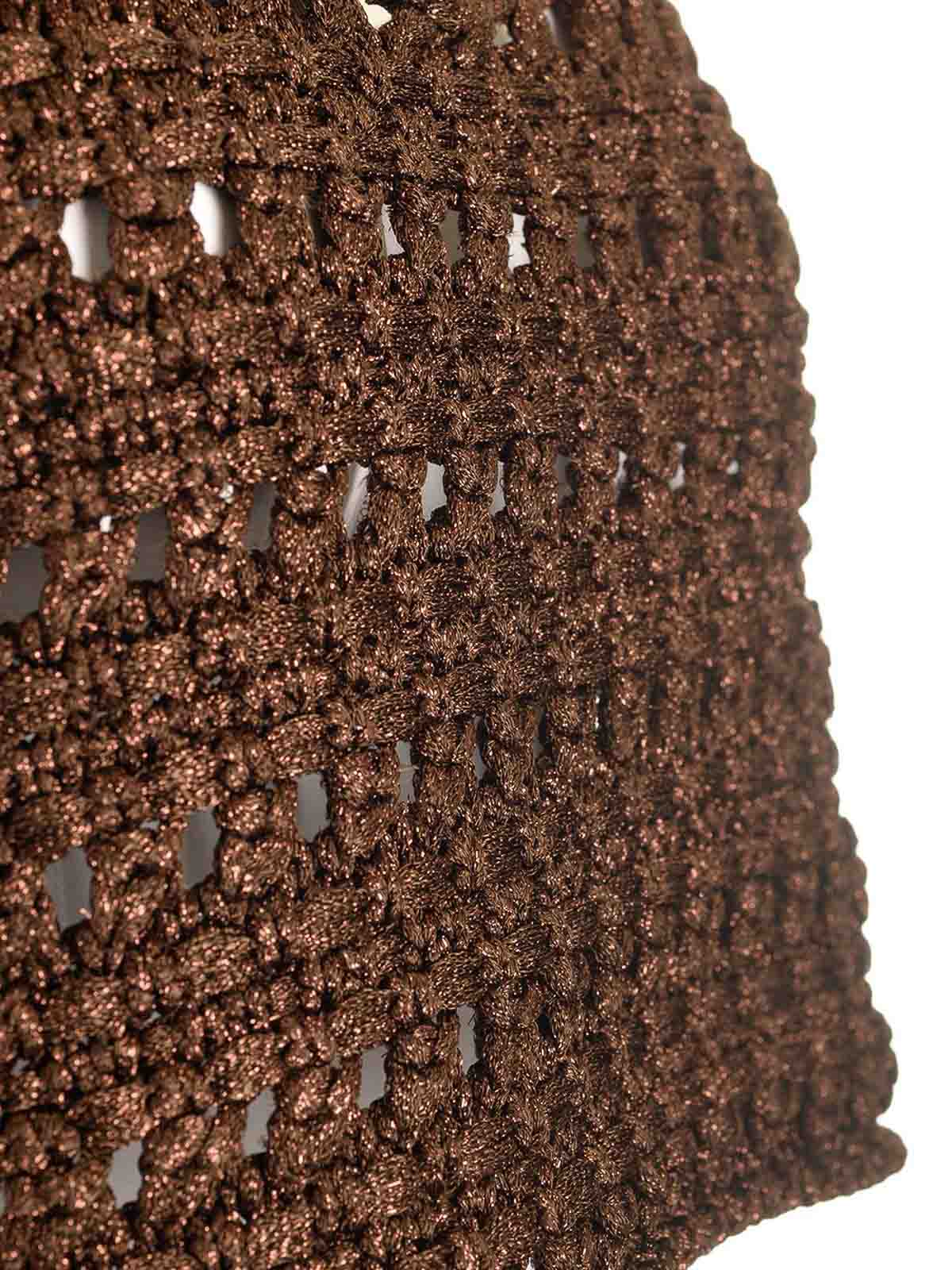 Alanui Viscose Knit Cropped Top Knitwear Brown In Brown