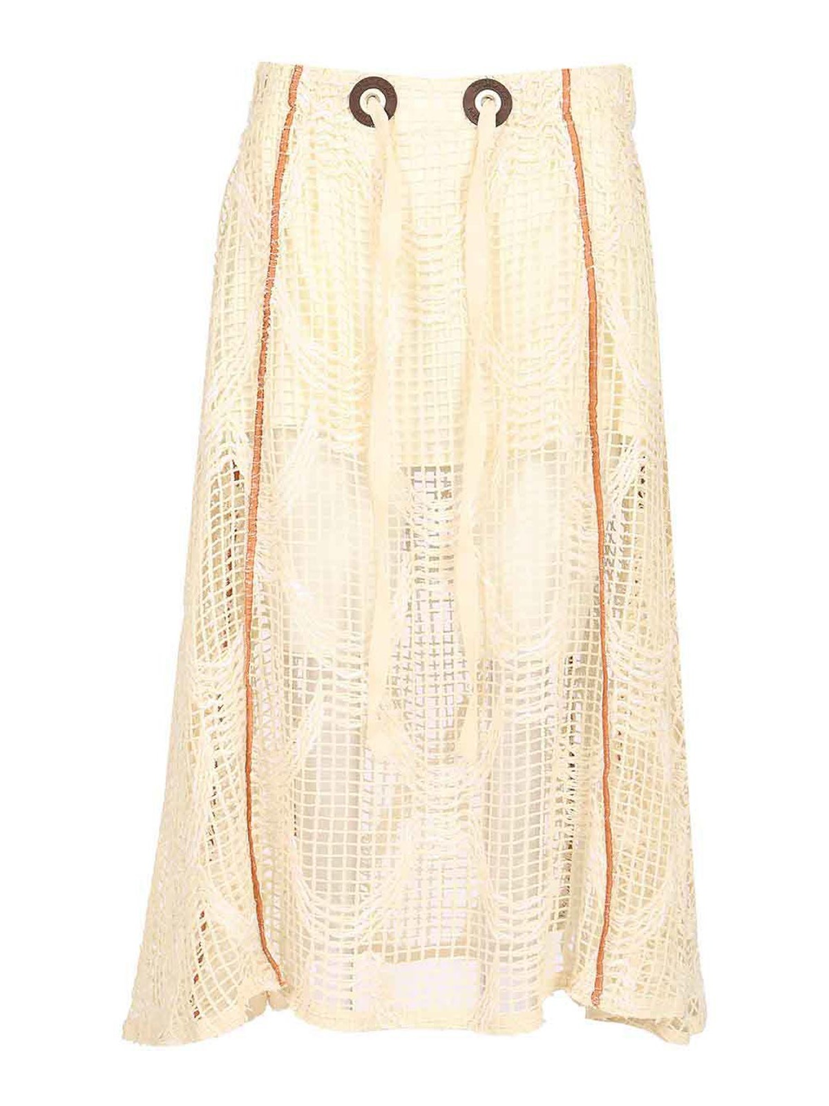 Durazzi Milano Mesh Midi Skirt Skirts White In Neutral