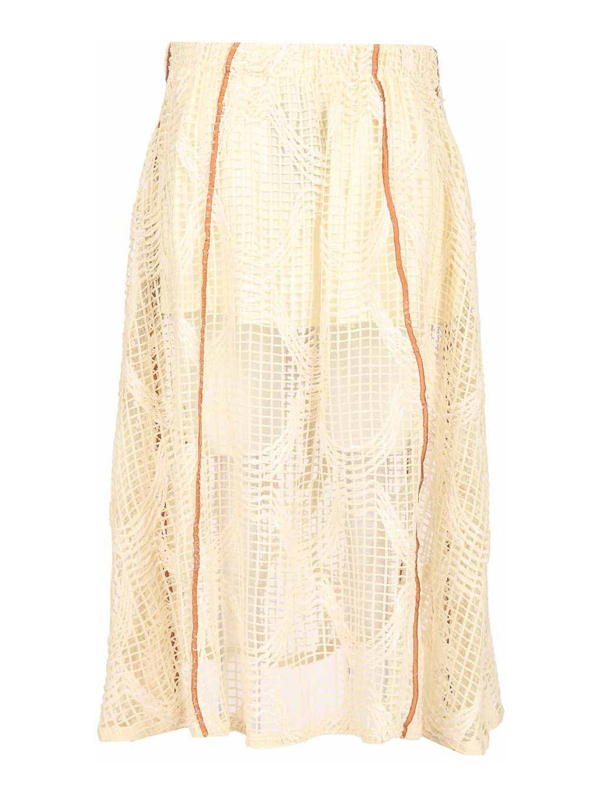 Durazzi Milano Mesh Midi Skirt Skirts White In Neutral