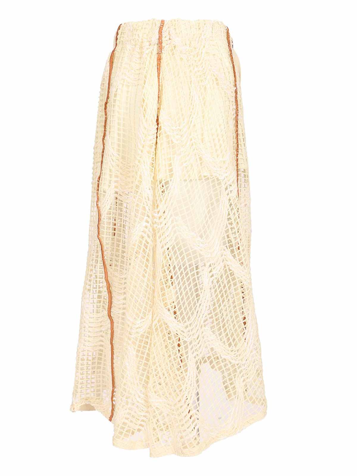 Durazzi Milano Mesh Midi Skirt Skirts White In Neutral