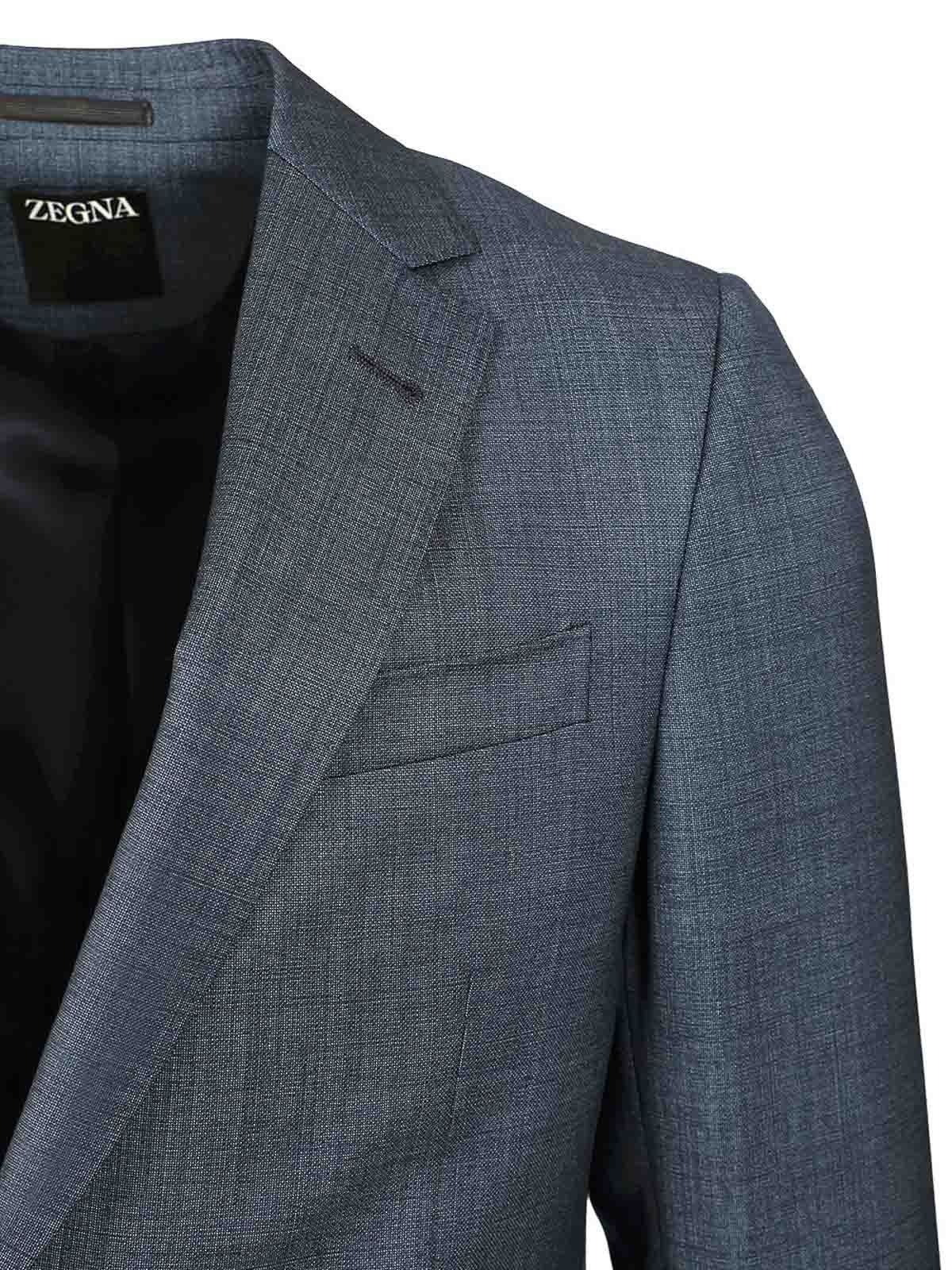 Zegna Plaid Centoventimila Wool Suit In Blue