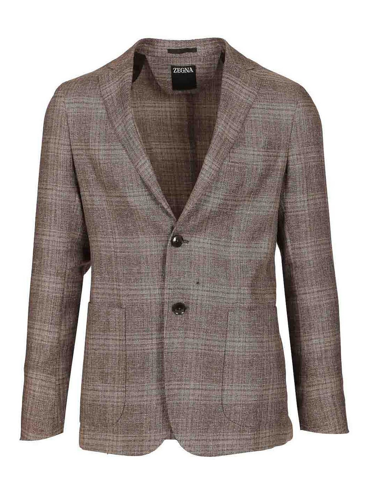 Zegna Wool And Linen Jacket In Blue