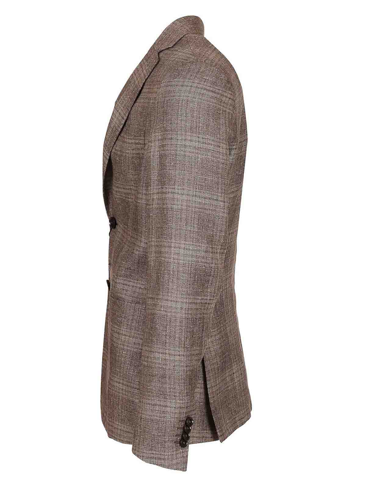 Zegna Wool And Linen Jacket In Blue