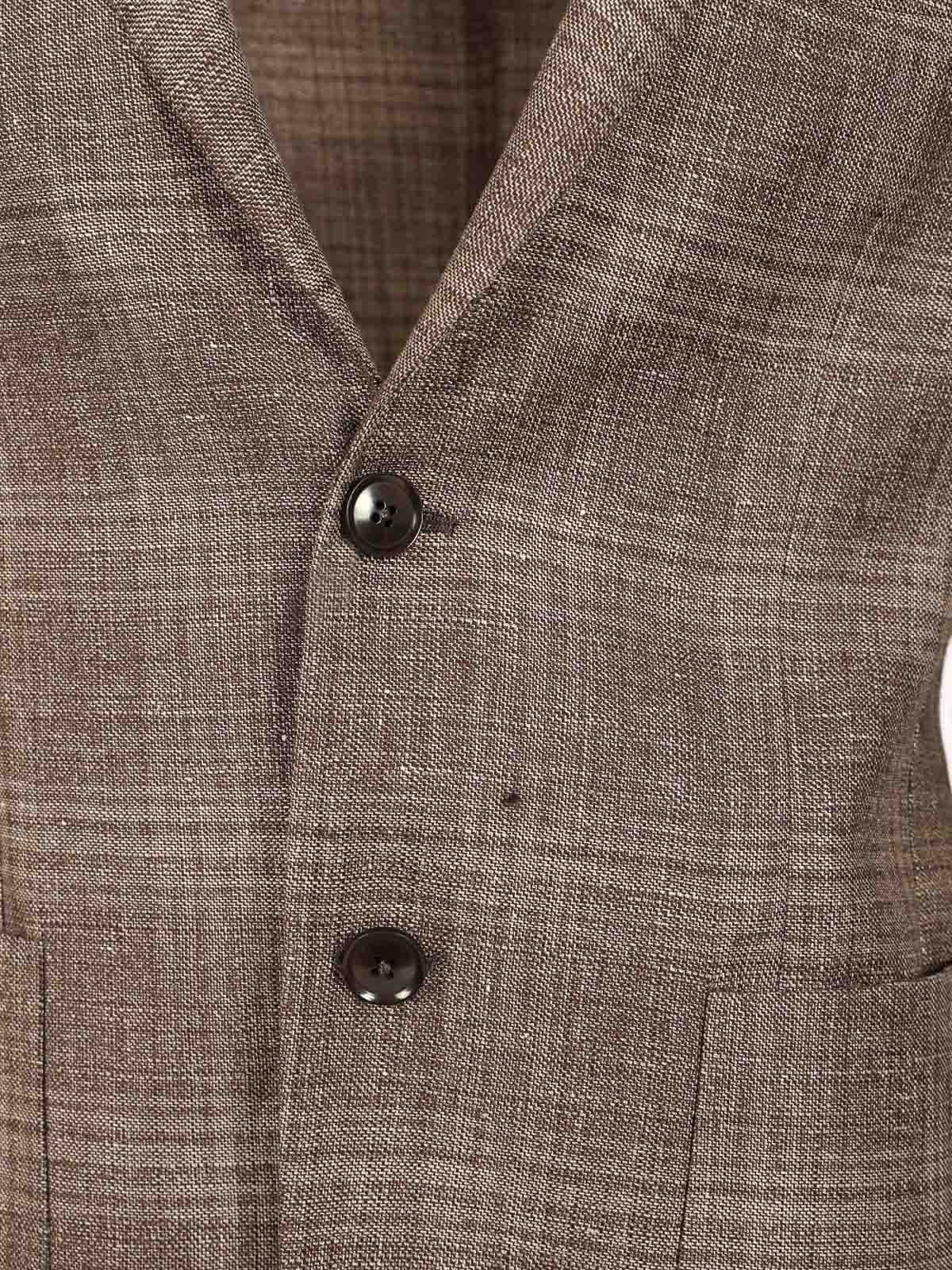 Zegna Wool And Linen Jacket In Blue