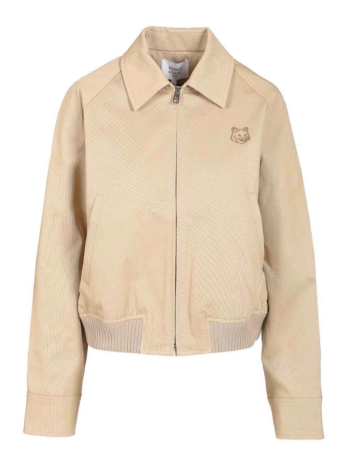 Maison Kitsuné Short Jacket With Shirt Collar Jackets Beige In Nude