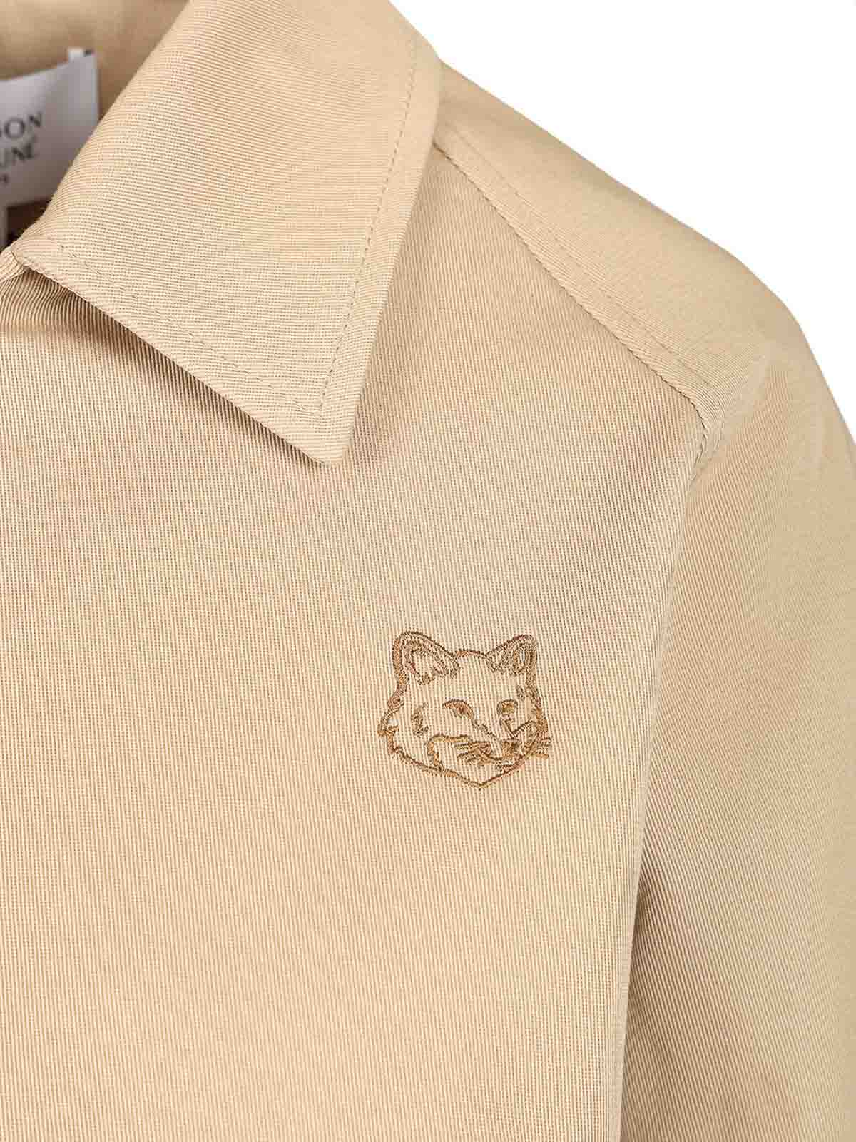 Maison Kitsuné Short Jacket With Shirt Collar Jackets Beige In Nude