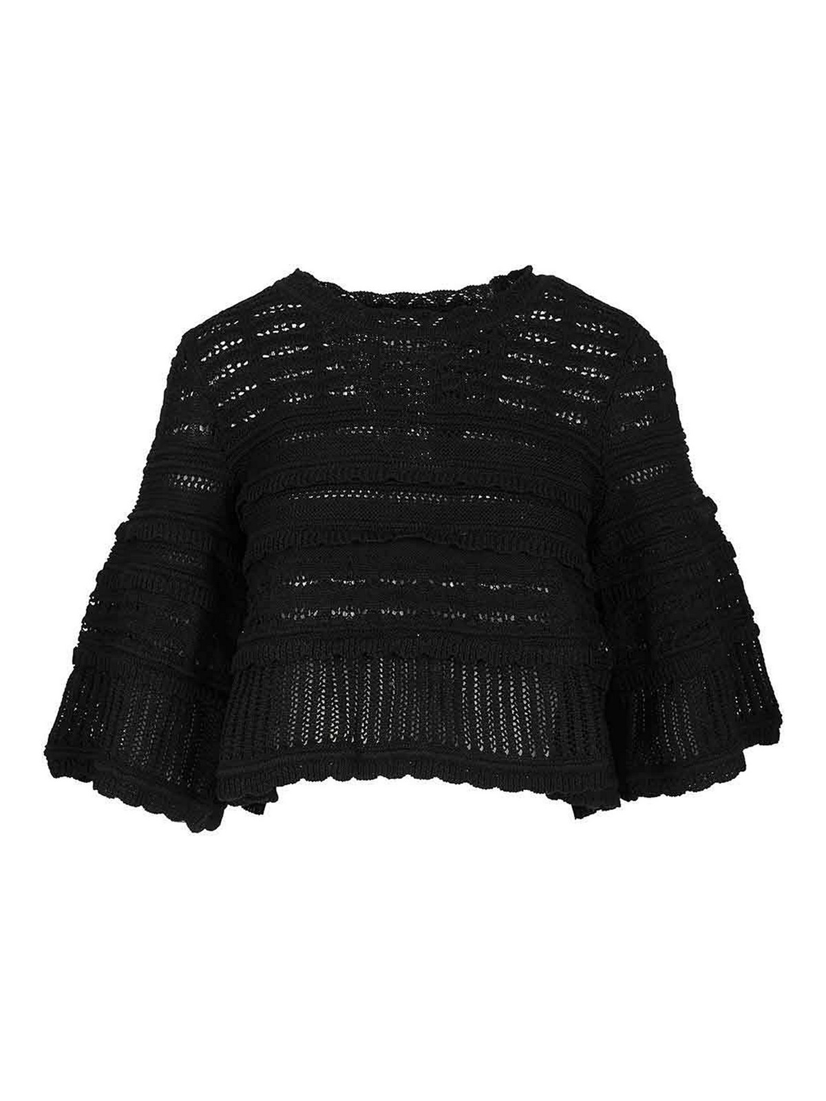 Isabel Marant Étoile Azelia Crop Knit Blouse In Black