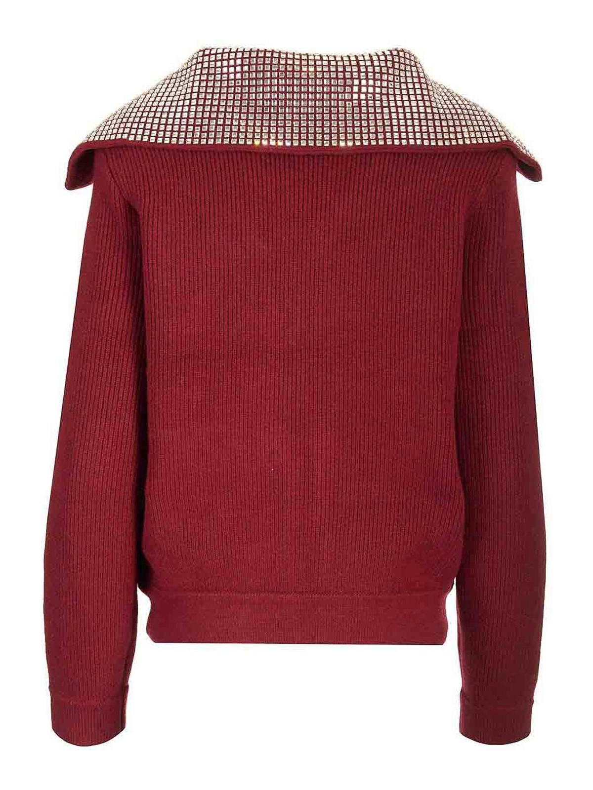 Self-portrait Oversized Collar Cardigan Jackets Bordeaux In Red