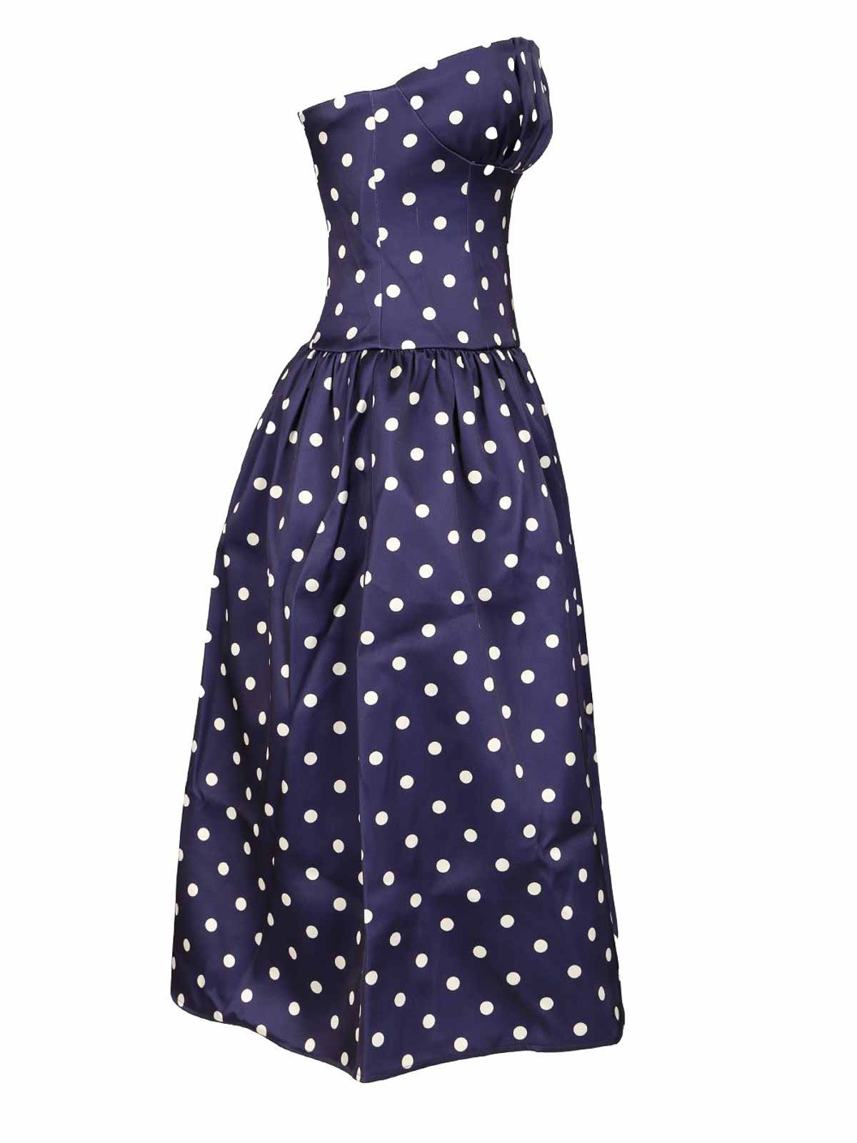 Self-portrait Polka-dot Midi Dress In Blue