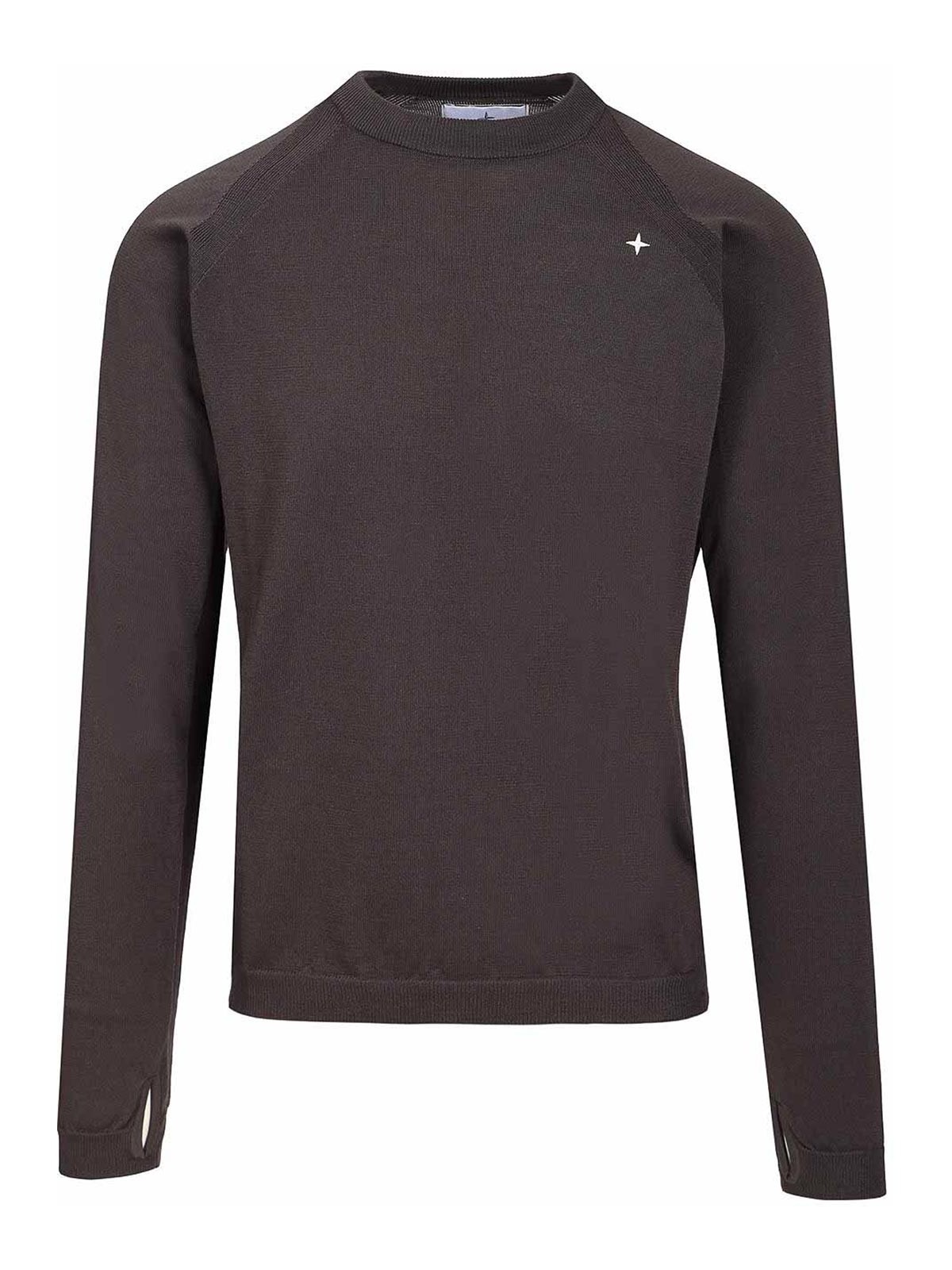 Stone Island Crewneck Sweater In Primaloft Bio In Brown