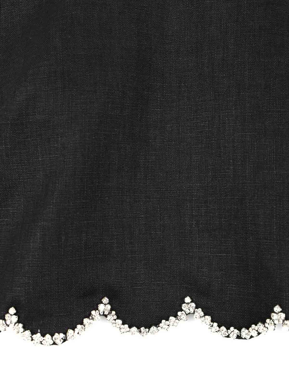 Zimmermann Crush Cropped Crystal-embellished Linen Top In Black