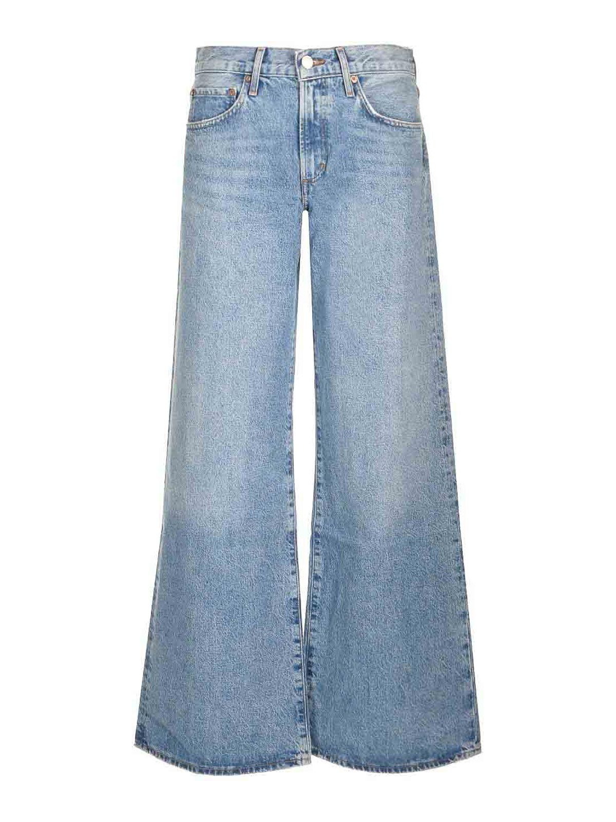 Agolde Clara Low Rise Baggy Flare Jeans In Blue