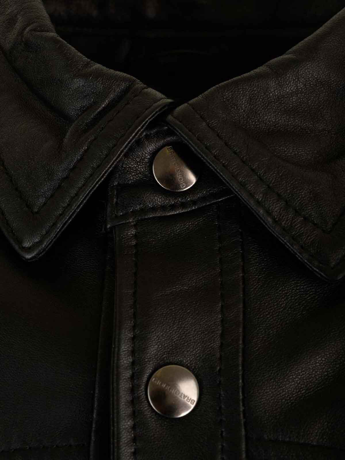 Giorgio Brato Long-sleeved Lapel Leather Jacket In Black