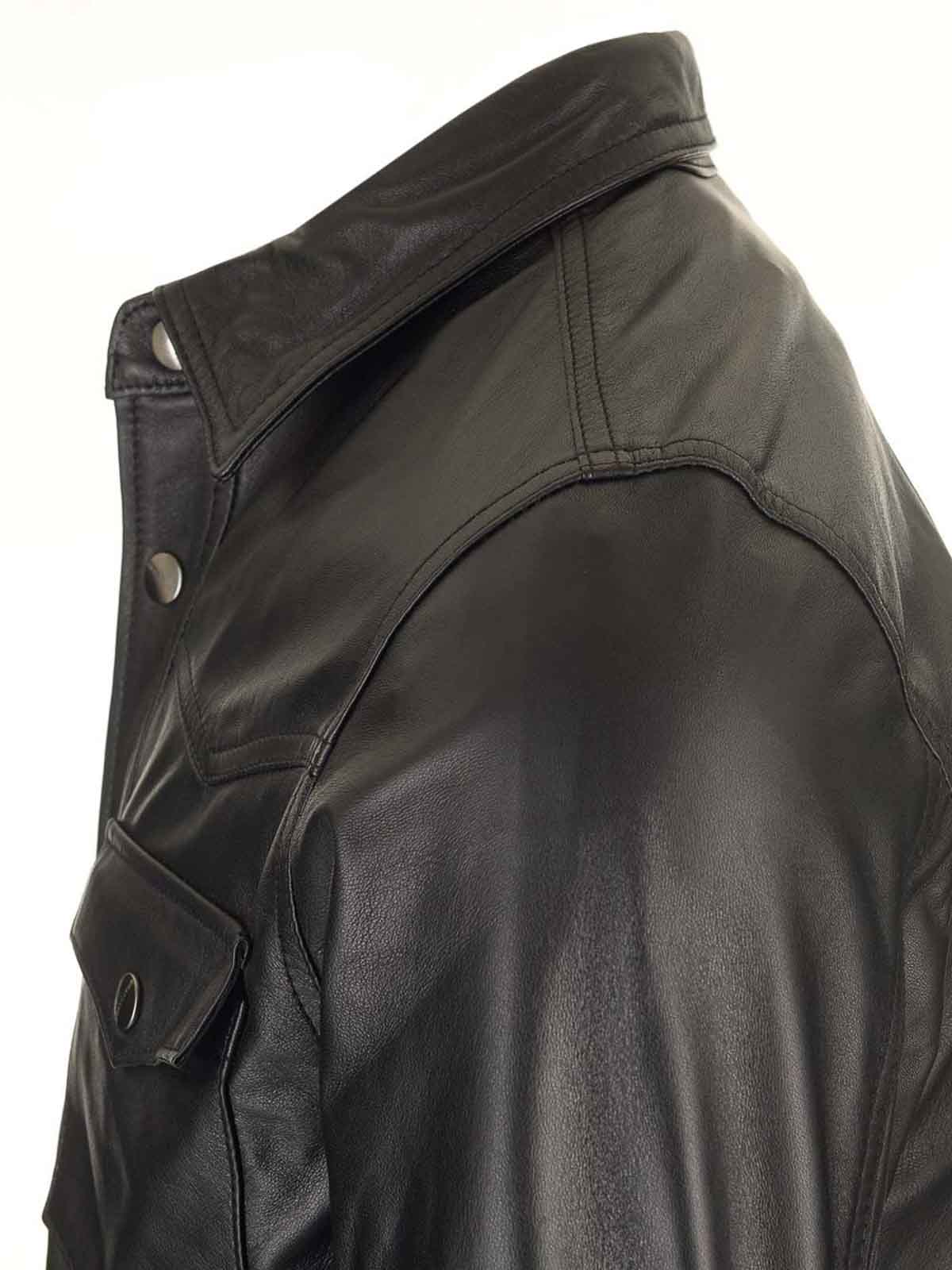 Giorgio Brato Long-sleeved Lapel Leather Jacket In Black