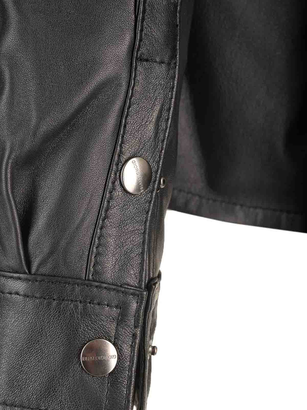 Giorgio Brato Long-sleeved Lapel Leather Jacket In Black