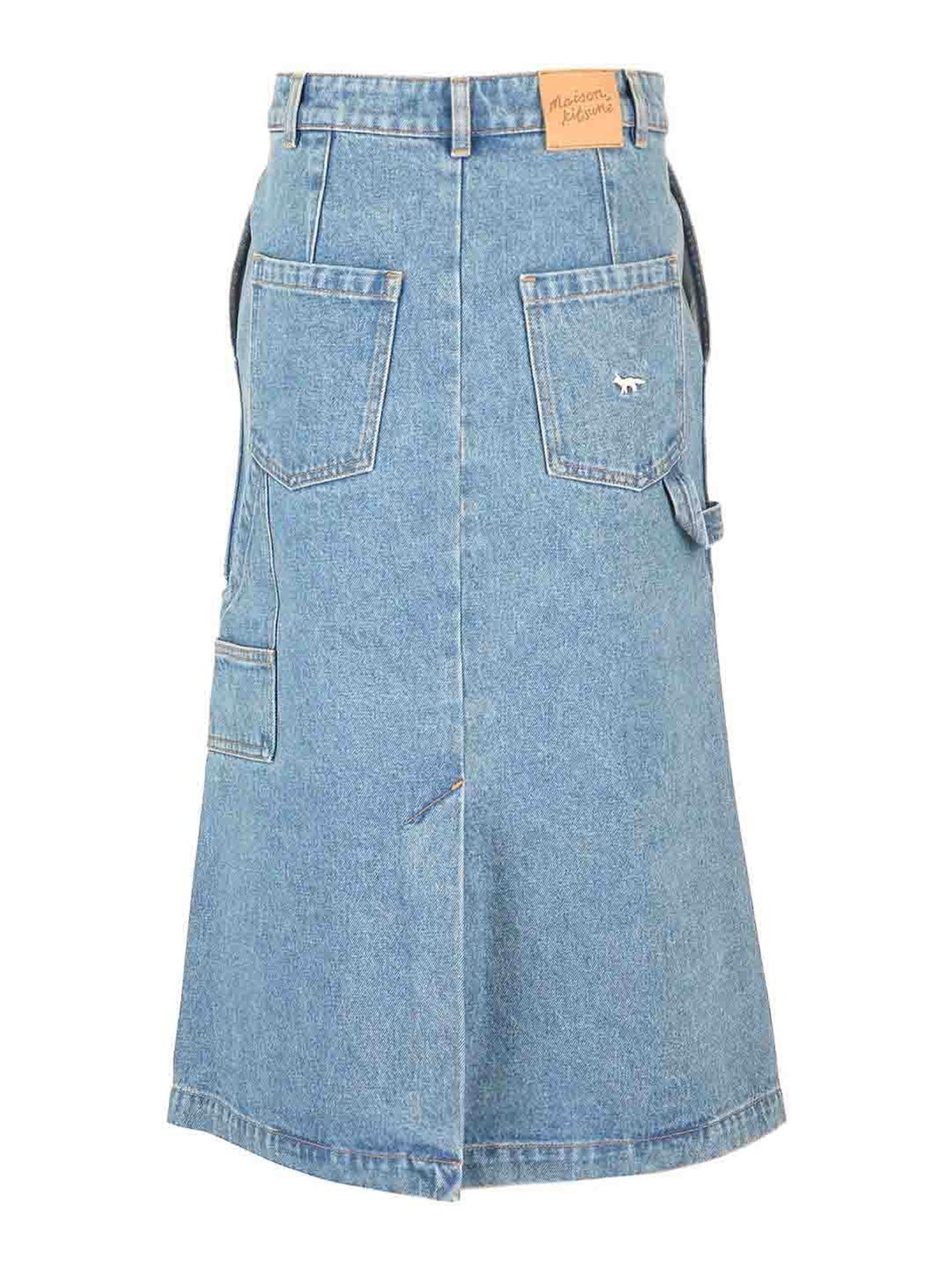Maison Kitsuné Denim Midi Skirt Skirts Blue In Blue