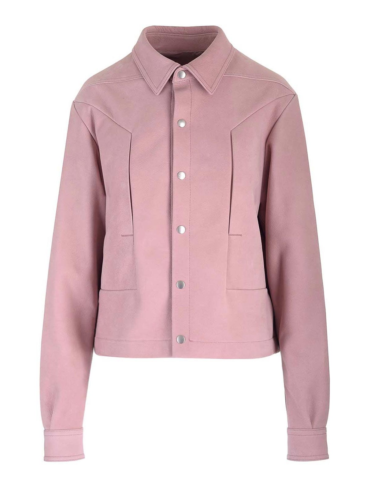 Rick Owens Alice Strobe Leather Jacket In Pink