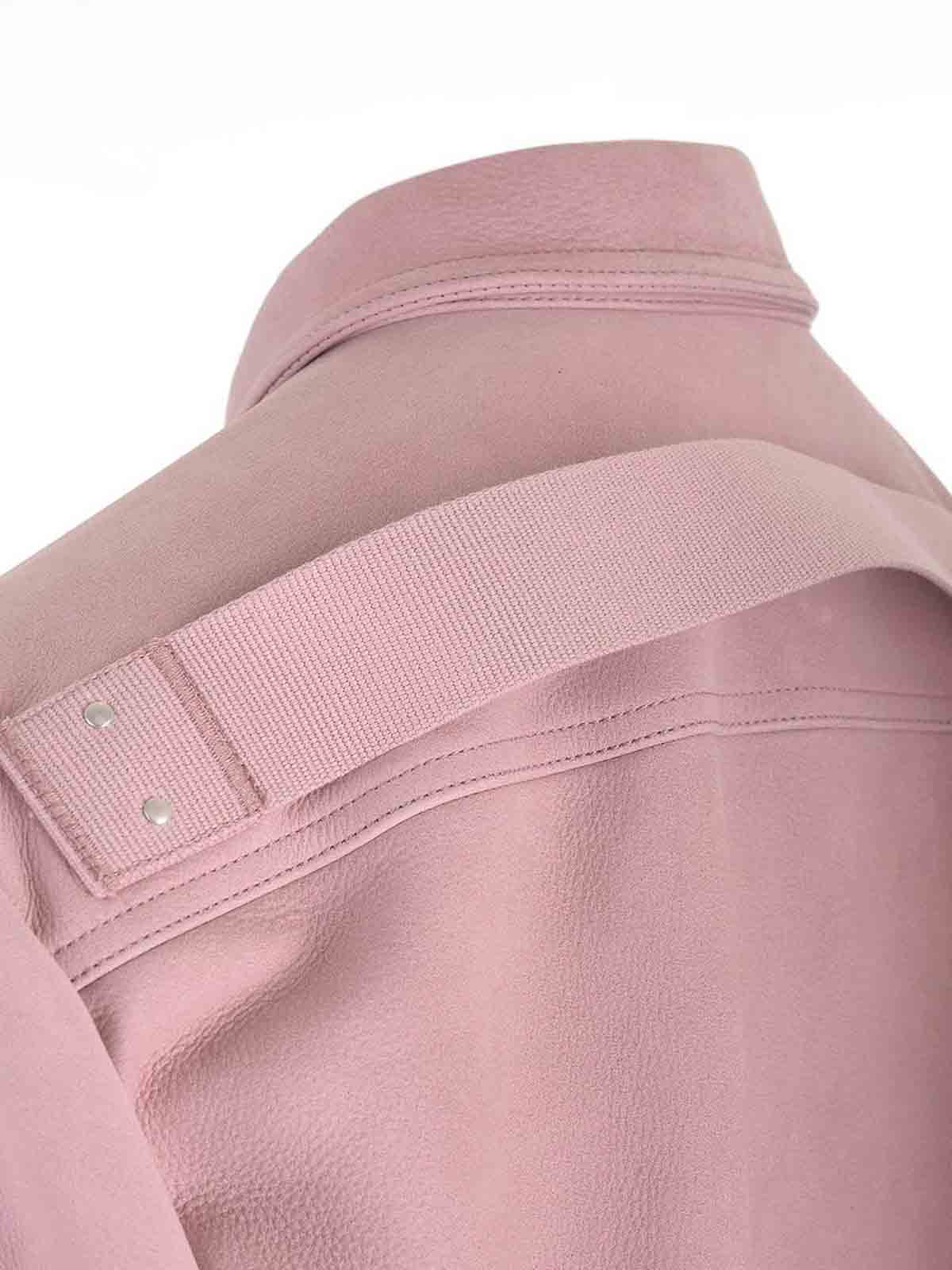 Rick Owens Alice Strobe Leather Jacket In Pink