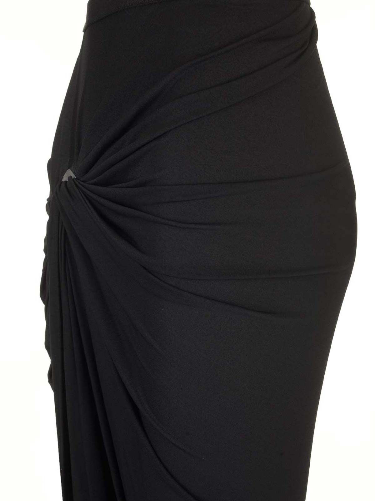 Rick Owens Black Stretch Viscose Midi Skirt In Black