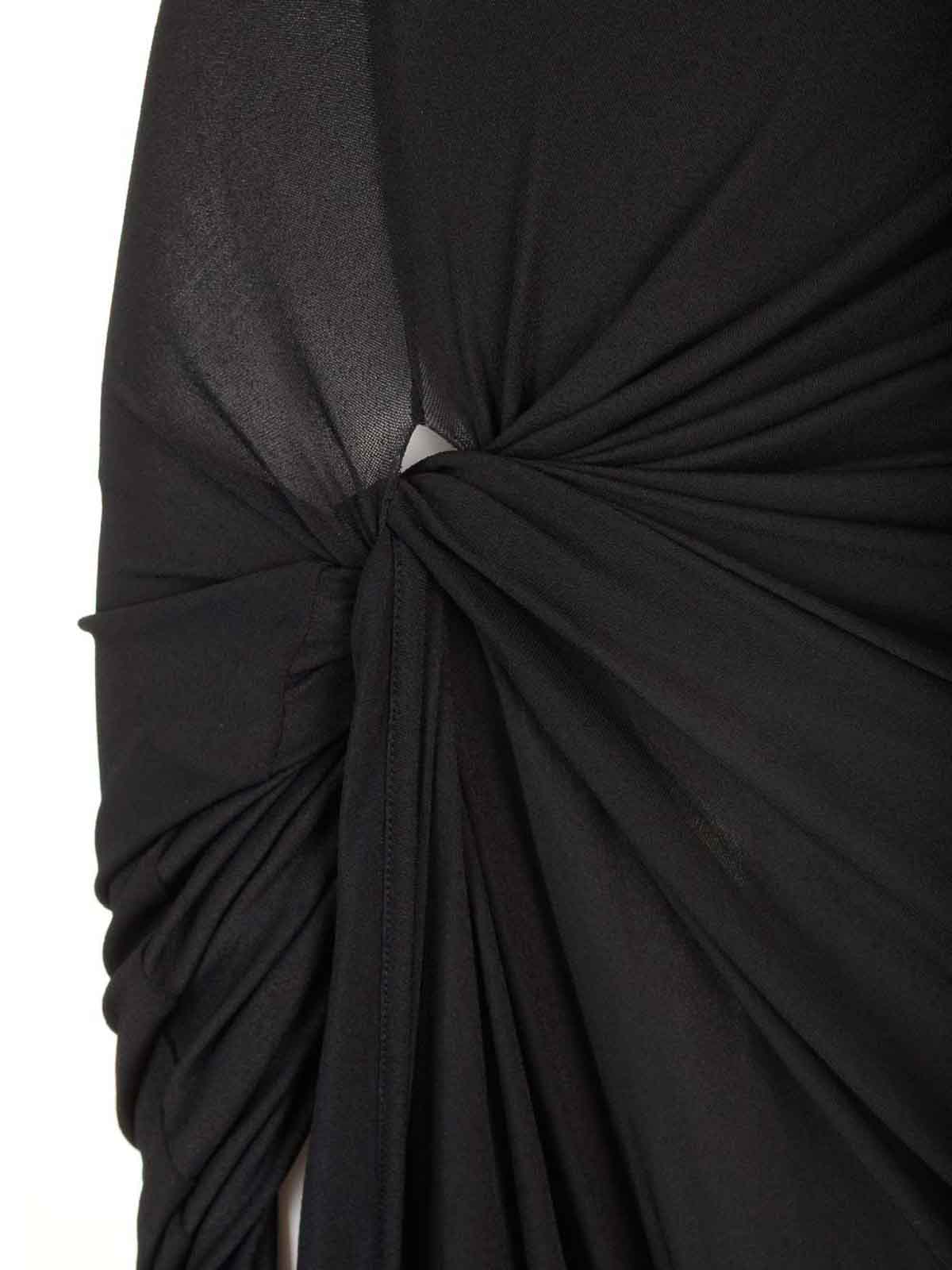 Rick Owens Black Stretch Viscose Midi Skirt In Black