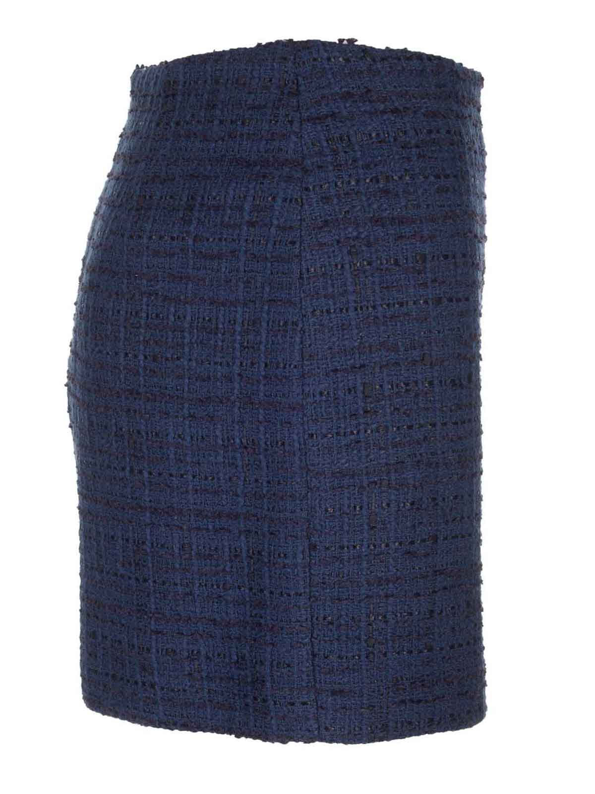 Tagliatore May Mini Skirt In Blue Tweed In Black