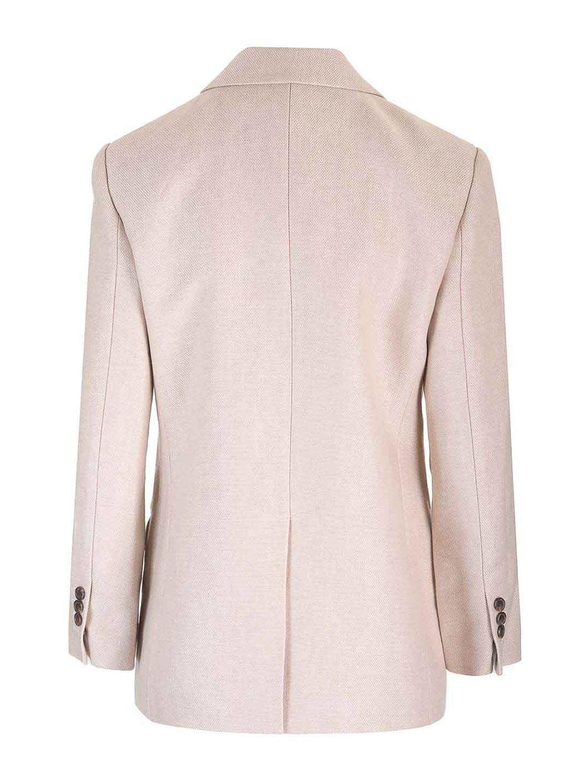 Theory Double-breasted Blazer In Linen Twill In Pink
