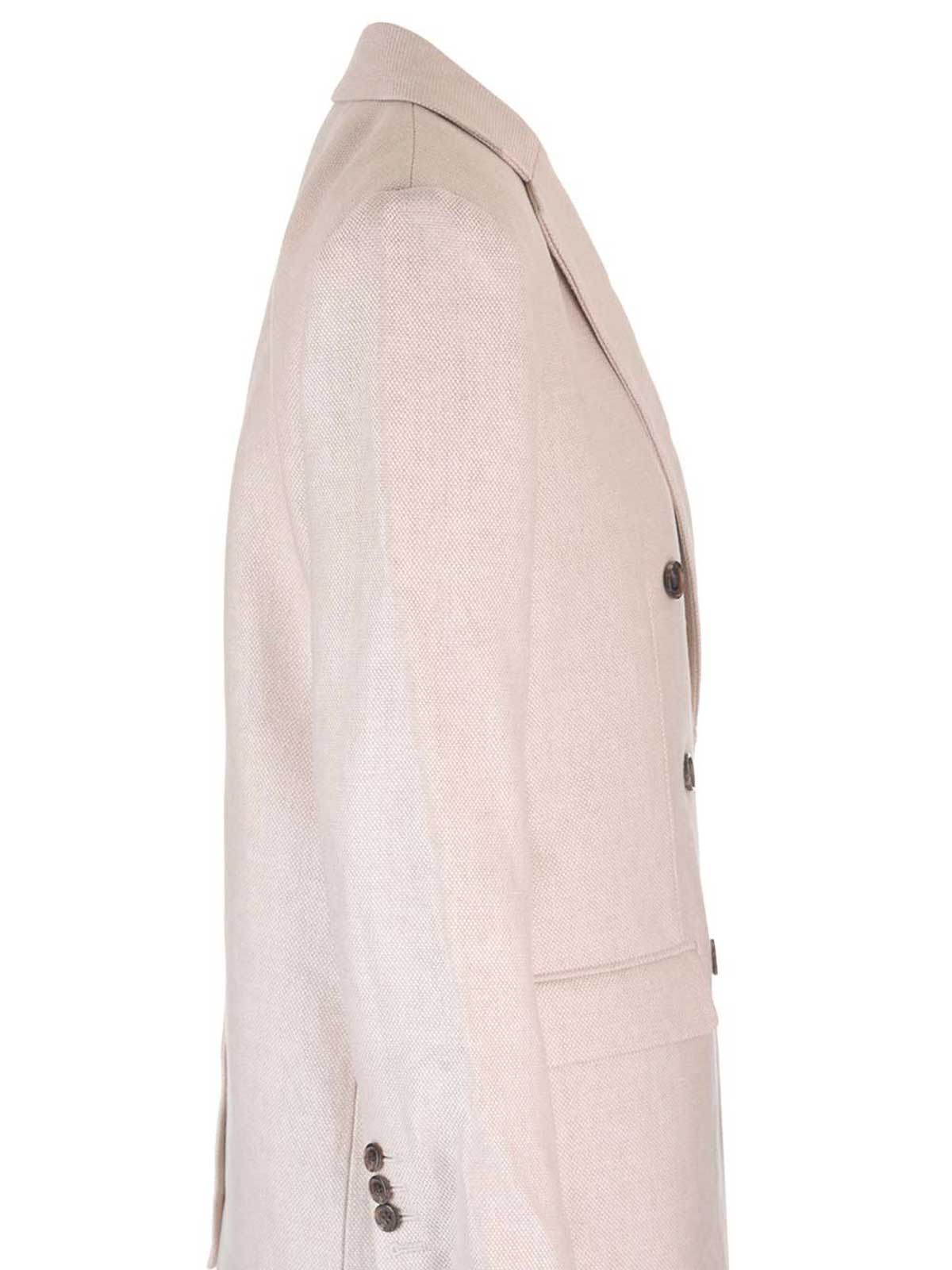 Theory Double-breasted Blazer In Linen Twill In Pink