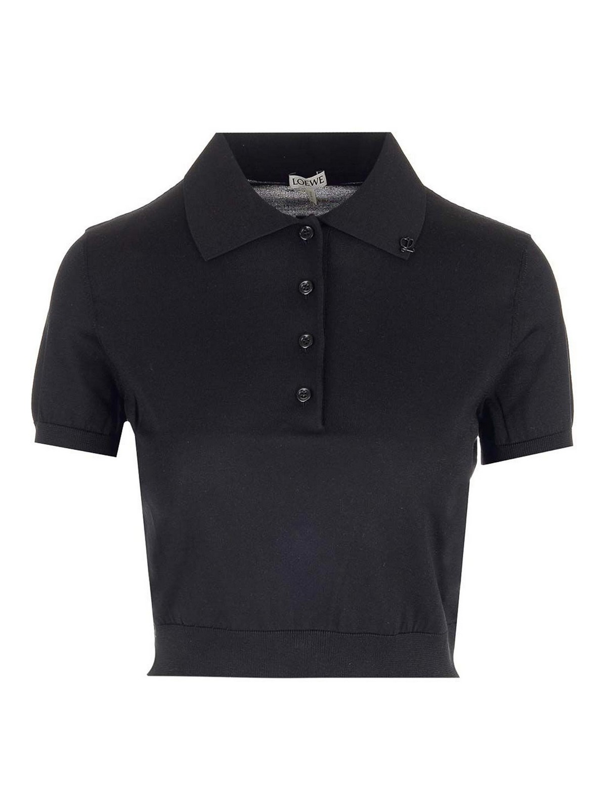 Loewe Cropped Polo Shirt In Black