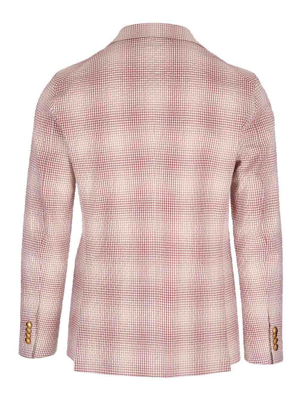 Tagliatore Check Motif Jacket Jackets Beige In Pink
