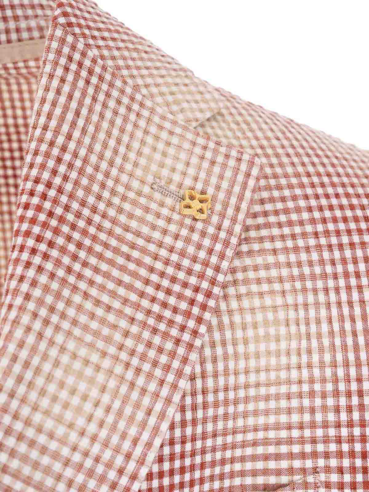 Tagliatore Check Motif Jacket Jackets Beige In Pink