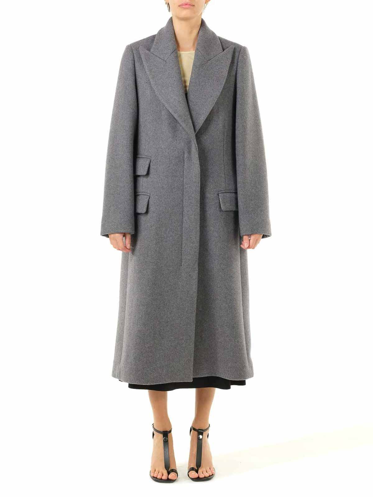 Loewe Single Breasted Coat In Wool And Cashmere In Multi