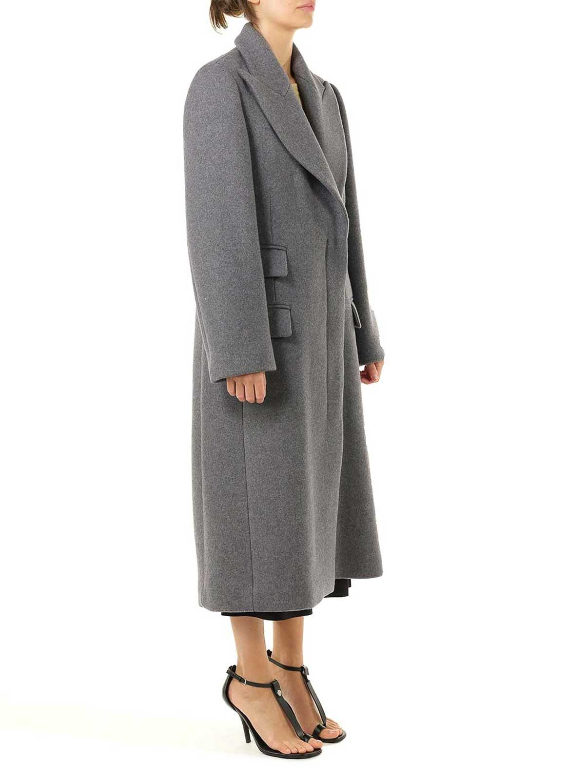 Loewe Single Breasted Coat In Wool And Cashmere In Multi
