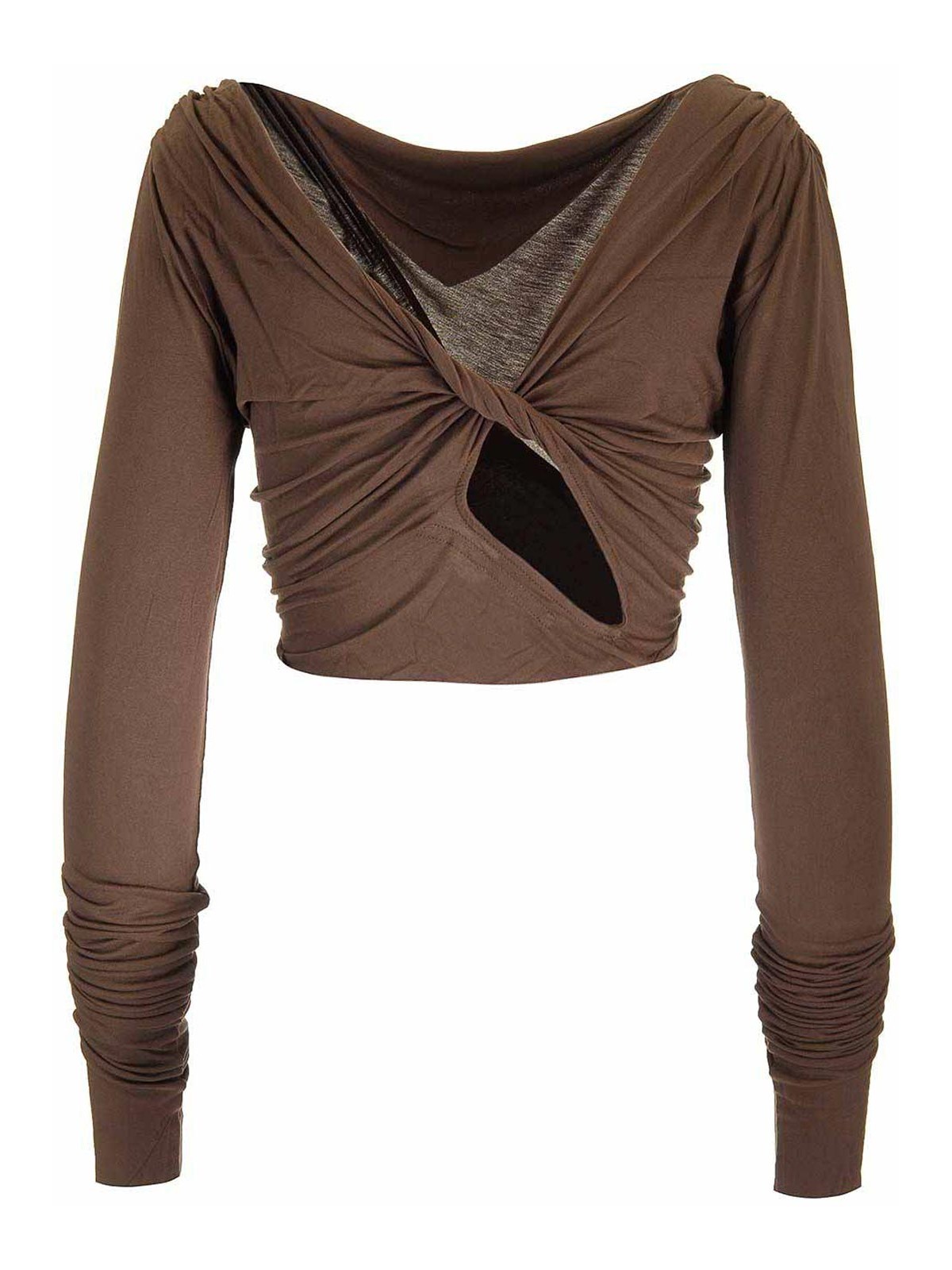 Rick Owens Jade Crop Top In Brown