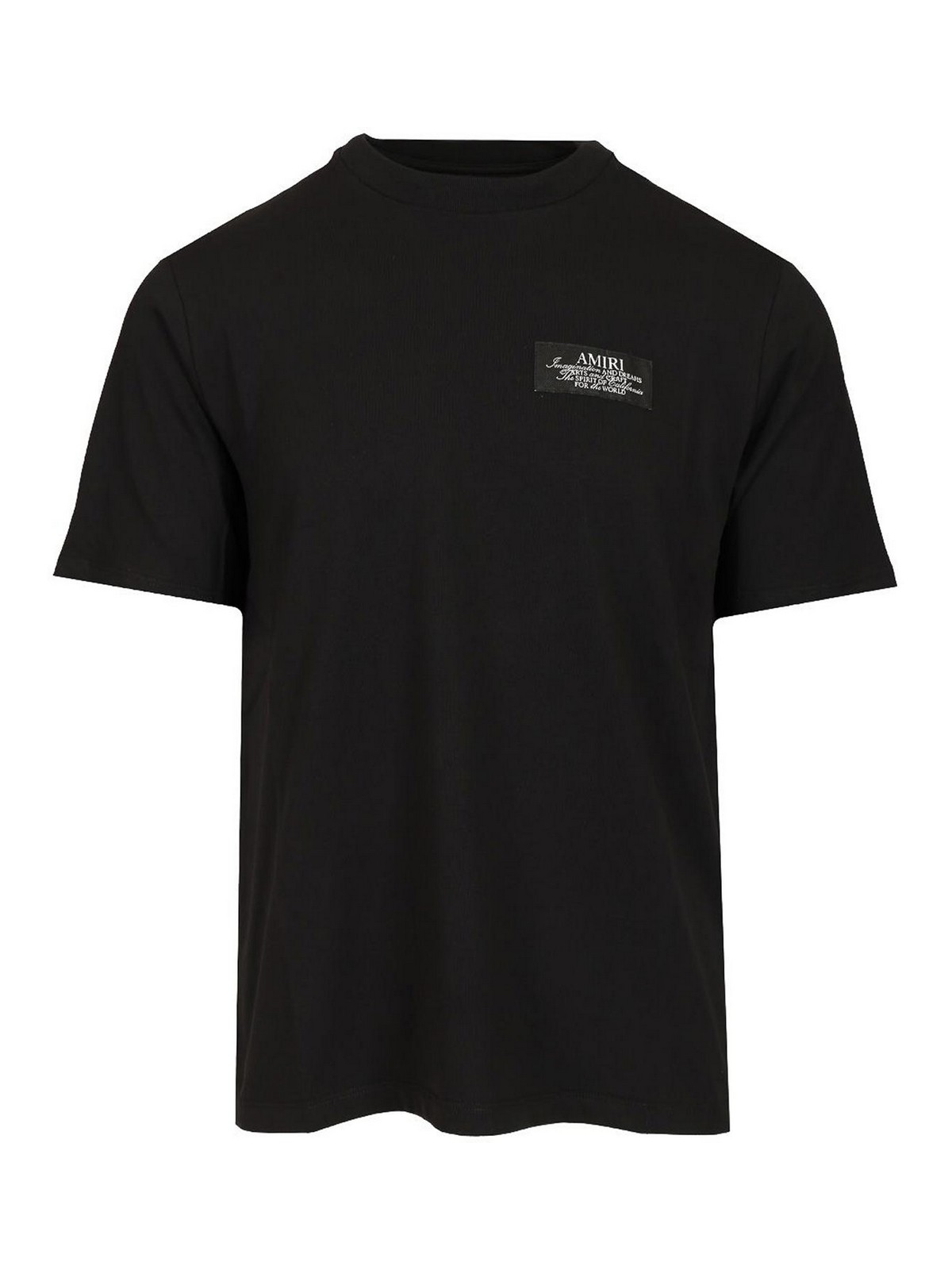 Amiri Black Crewneck T-shirt With Logo Patch On The Front And Maxi Logo Print On The Rear In Black
