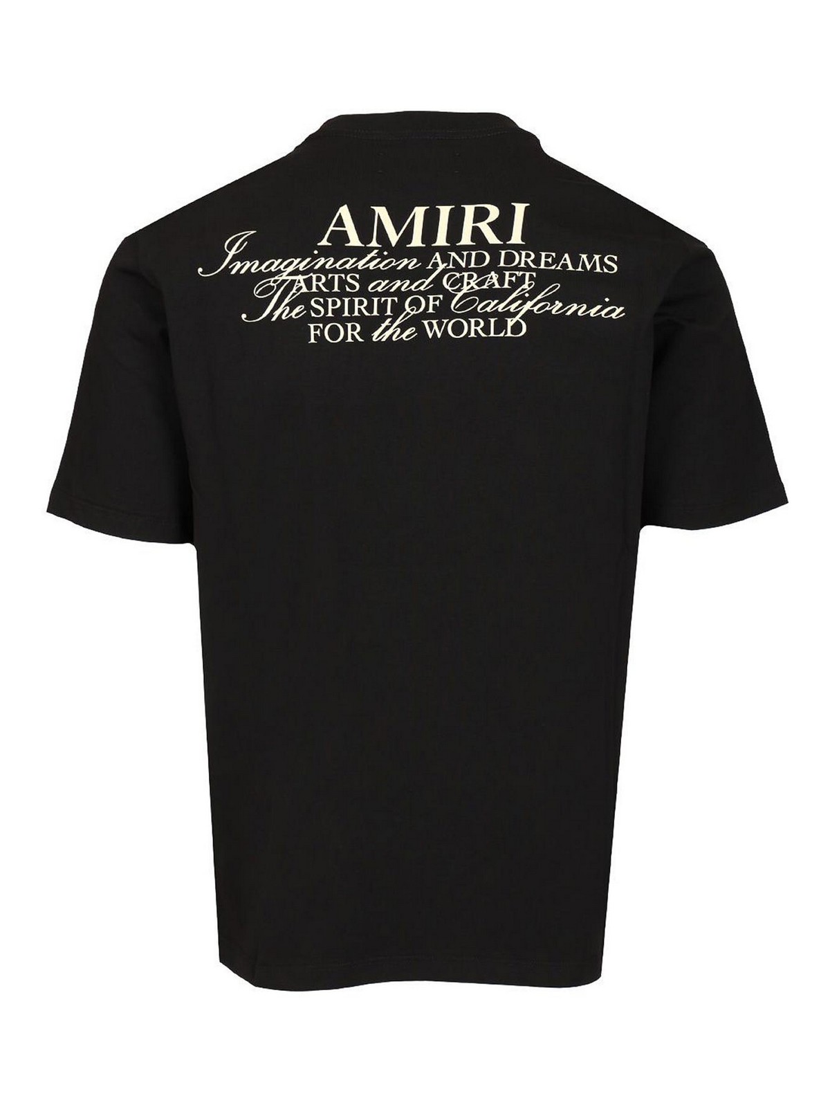 Amiri Black Crewneck T-shirt With Logo Patch On The Front And Maxi Logo Print On The Rear In Black