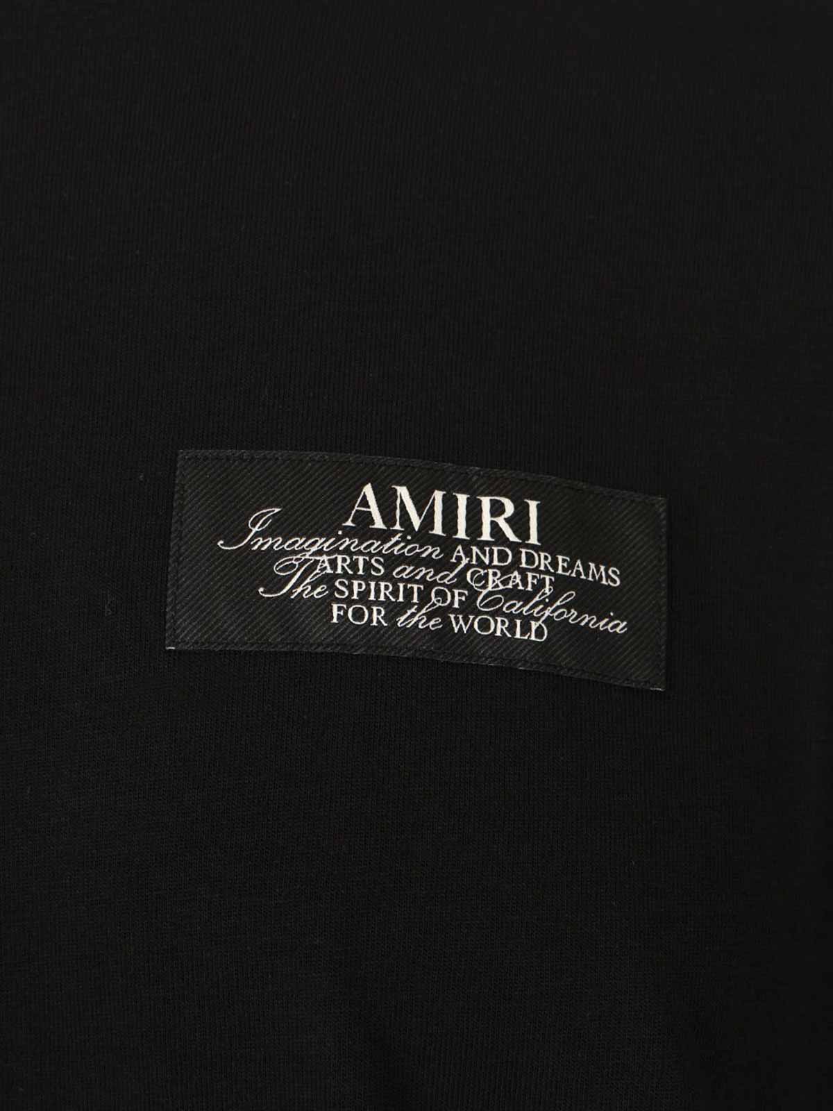 Amiri Black Crewneck T-shirt With Logo Patch On The Front And Maxi Logo Print On The Rear In Black