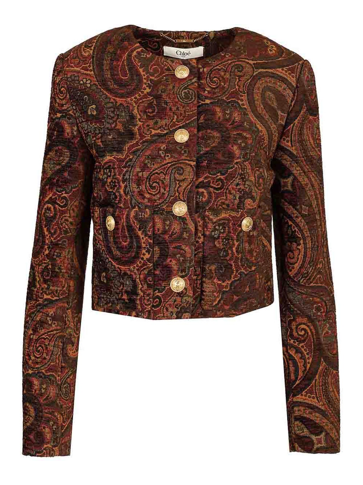 Chloé Jacket In Paisley Pattern Jacquard In Brown