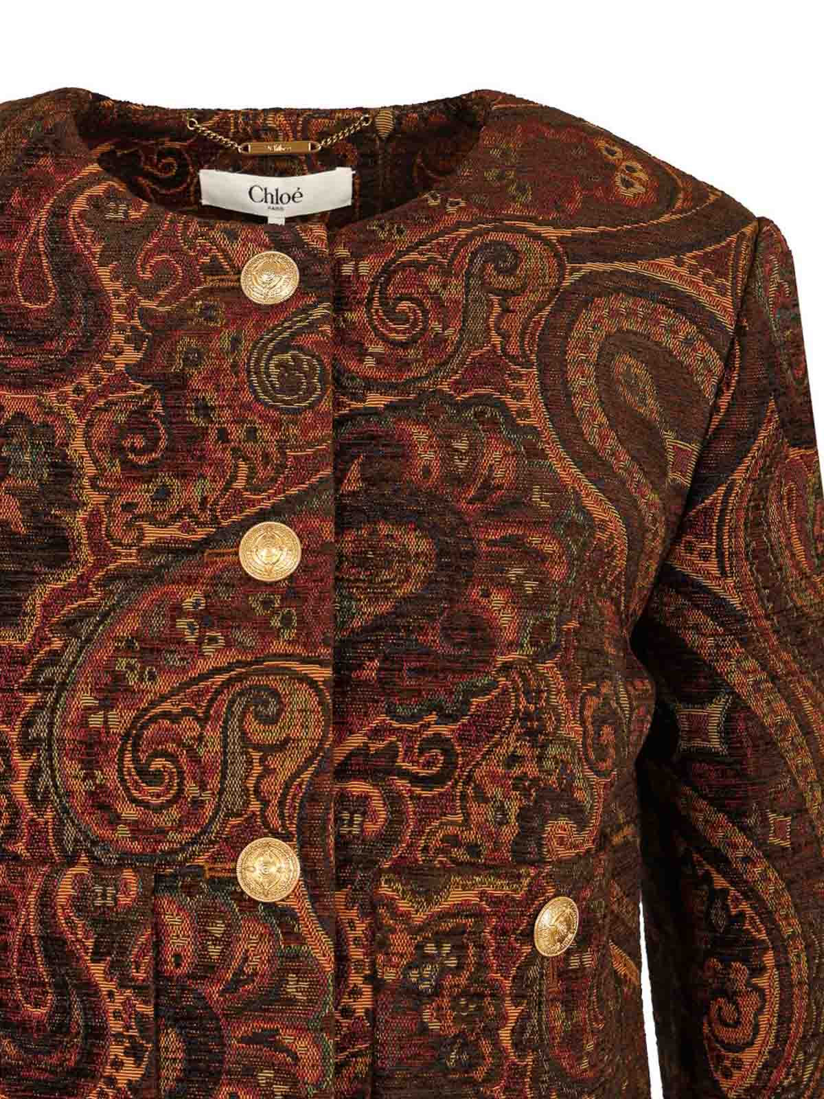 Chloé Jacket In Paisley Pattern Jacquard In Brown