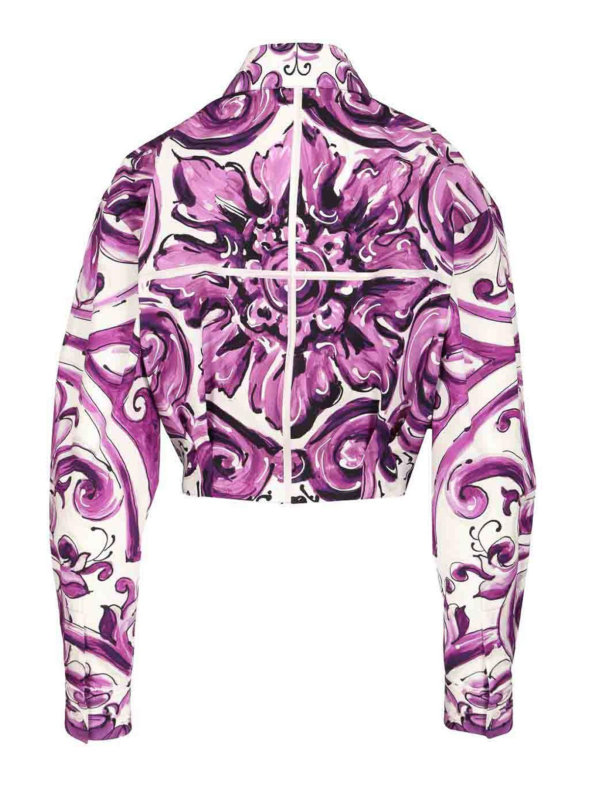 Dolce & Gabbana Majolica-print Poplin Shirt In Purple
