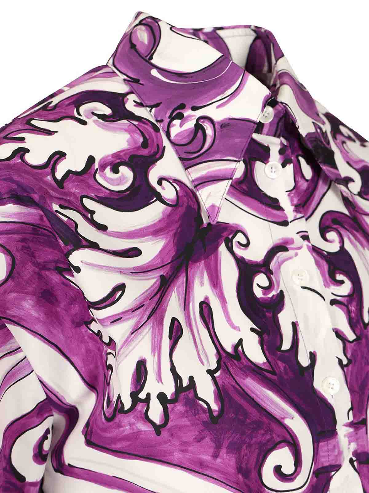 Dolce & Gabbana Majolica-print Poplin Shirt In Purple