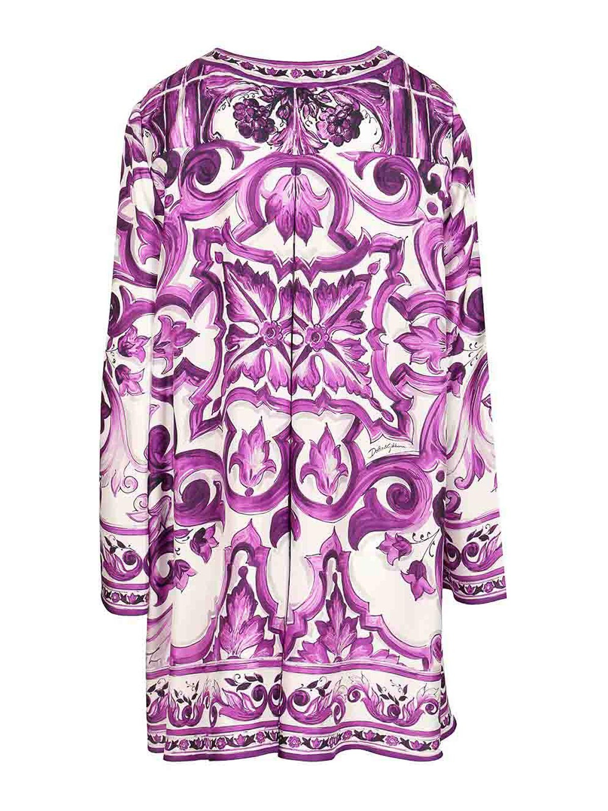 Dolce & Gabbana Maiolica Print Twill Mini Dress In Purple