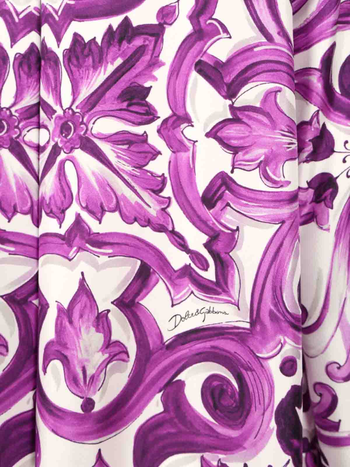 Dolce & Gabbana Maiolica Print Twill Mini Dress In Purple