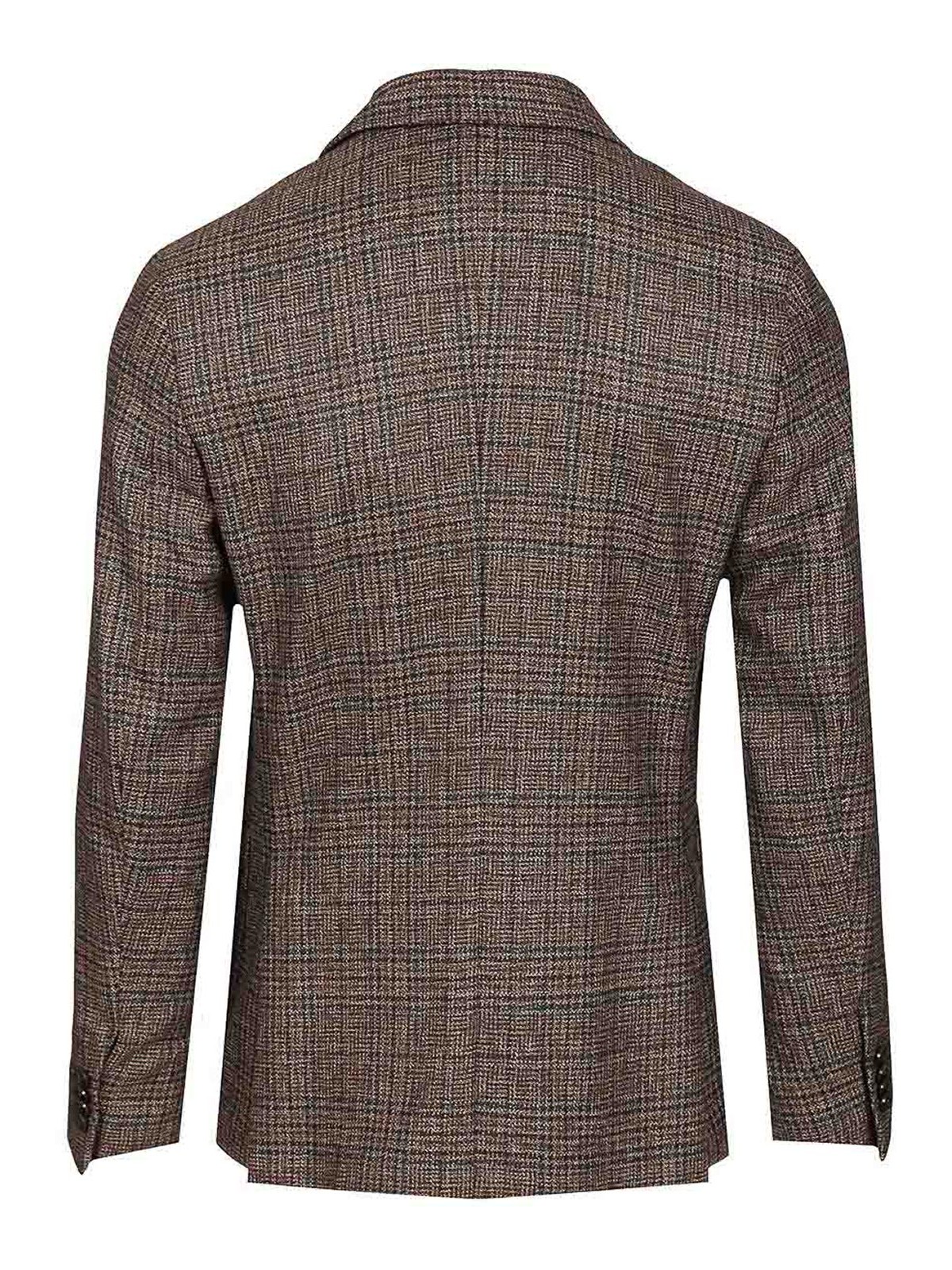 Zegna Prince Of Wales Wool Jacket In Brown