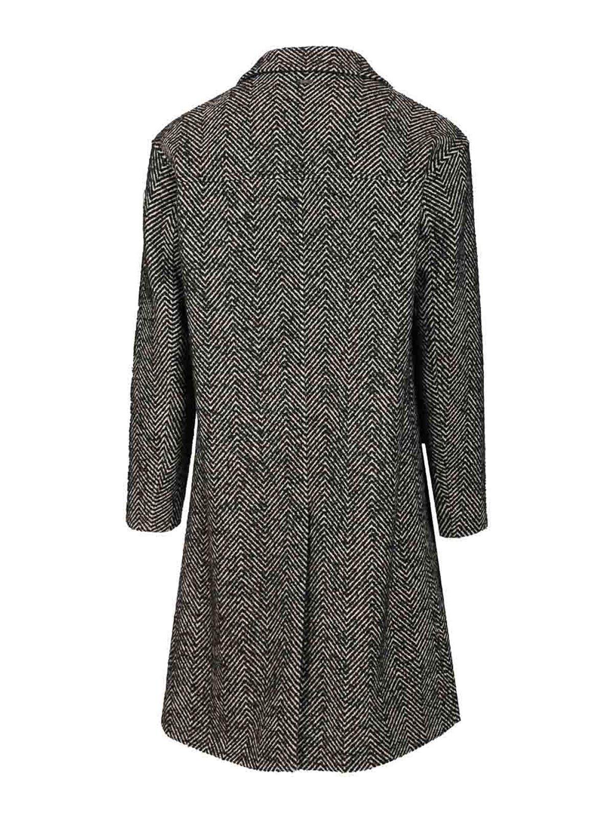 Herno Cappotto Chevron Lana Coats Multicolor In Gray