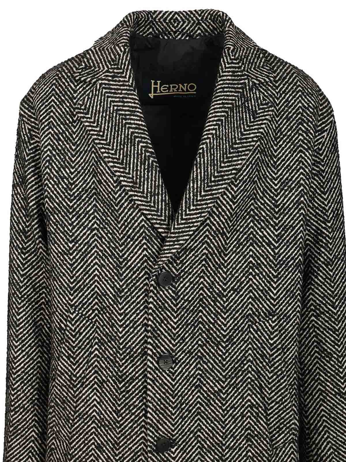 Herno Cappotto Chevron Lana Coats Multicolor In Gray
