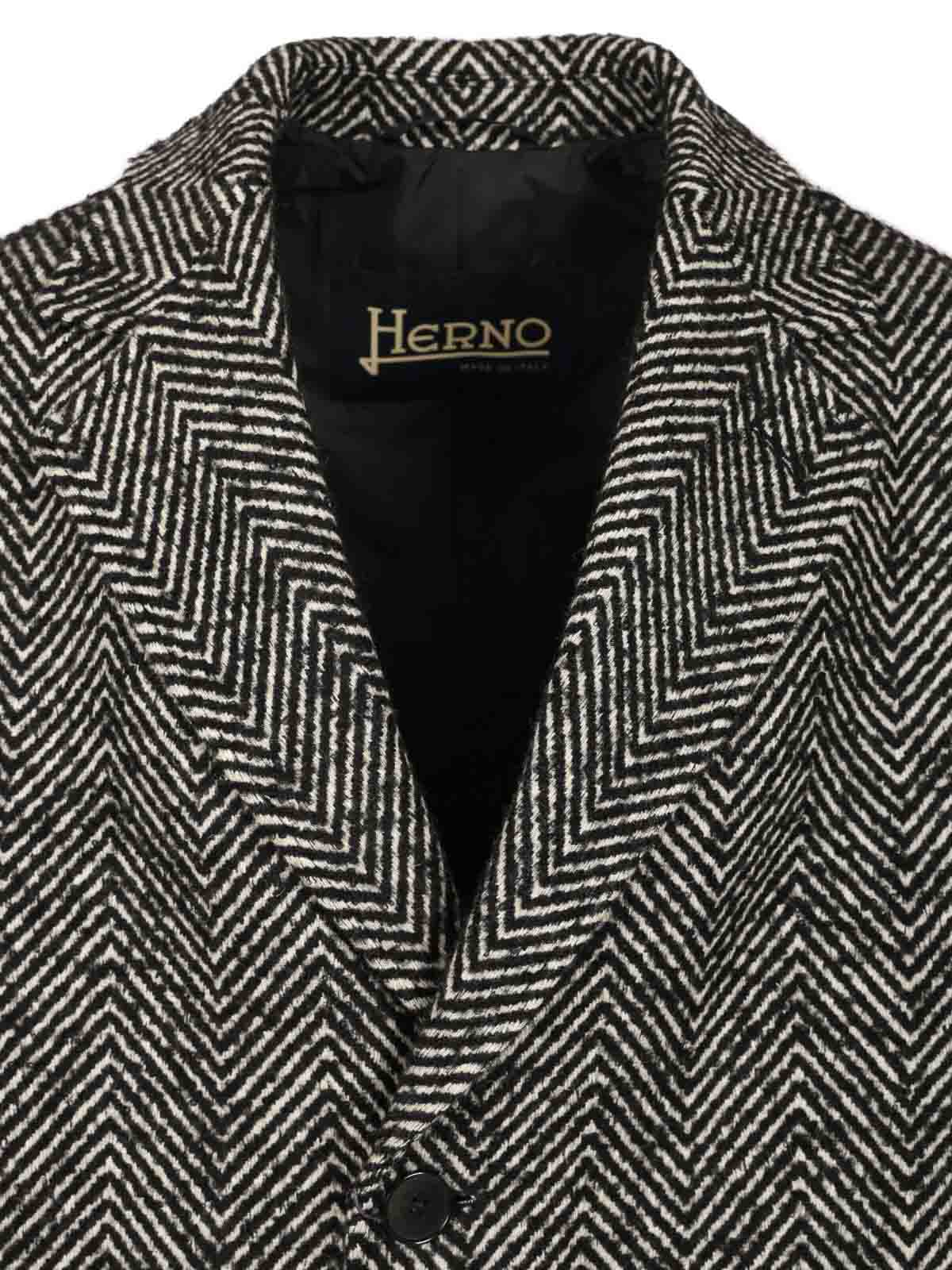 Herno Cappotto Chevron Lana Coats Multicolor In Gray